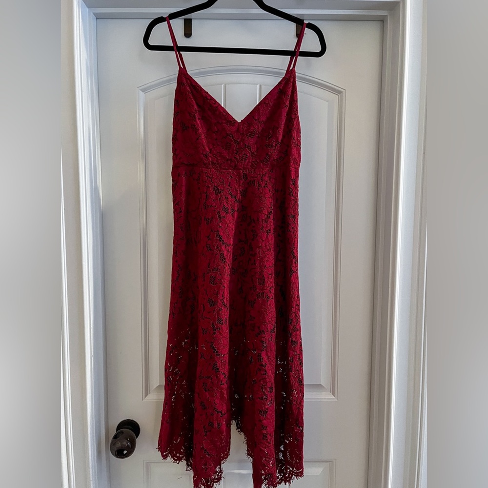 Lulus Burgundy Lace Midi Dress